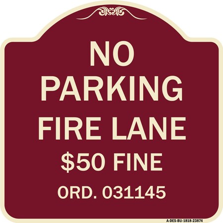 Signmission Missouri No Parking Fire Lane $50 Fine Heavy-Gauge Aluminum Sign, 18" x 18", BU-1818-23874 A-DES-BU-1818-23874